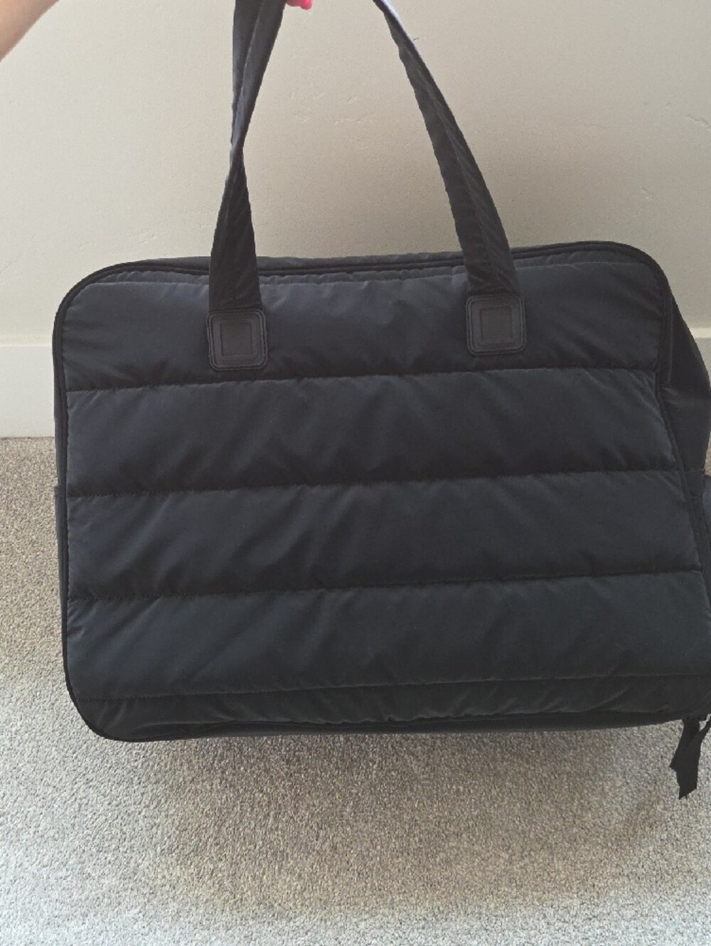 Black Quilted Duffel Tote Bag - Picture 10 of 12